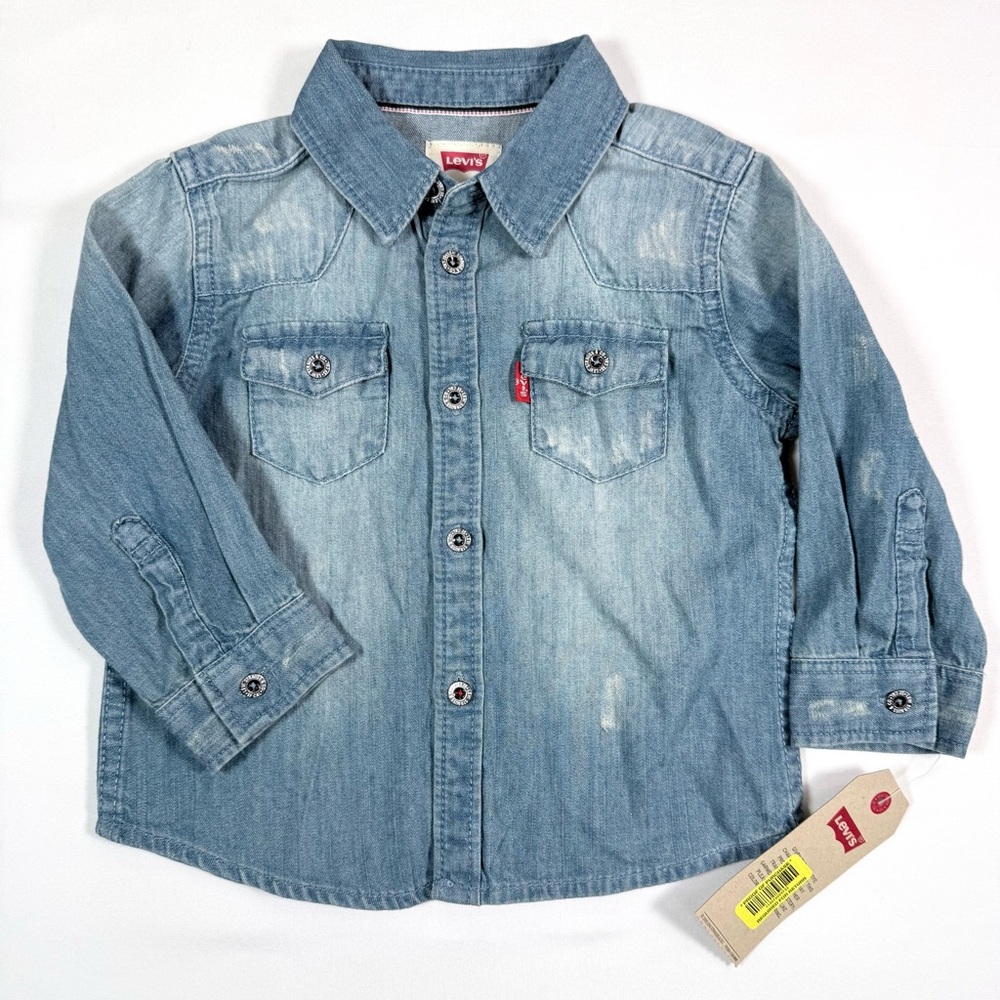 NWT LEVIS Baby Western Chambray Button Down 12M Classic Americana Cowboy NEW